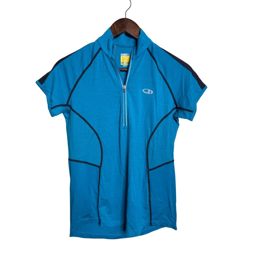 Icebreaker GT 150 Ultralite Merino Wool Half Zip Cycling Top Women’s M Blue